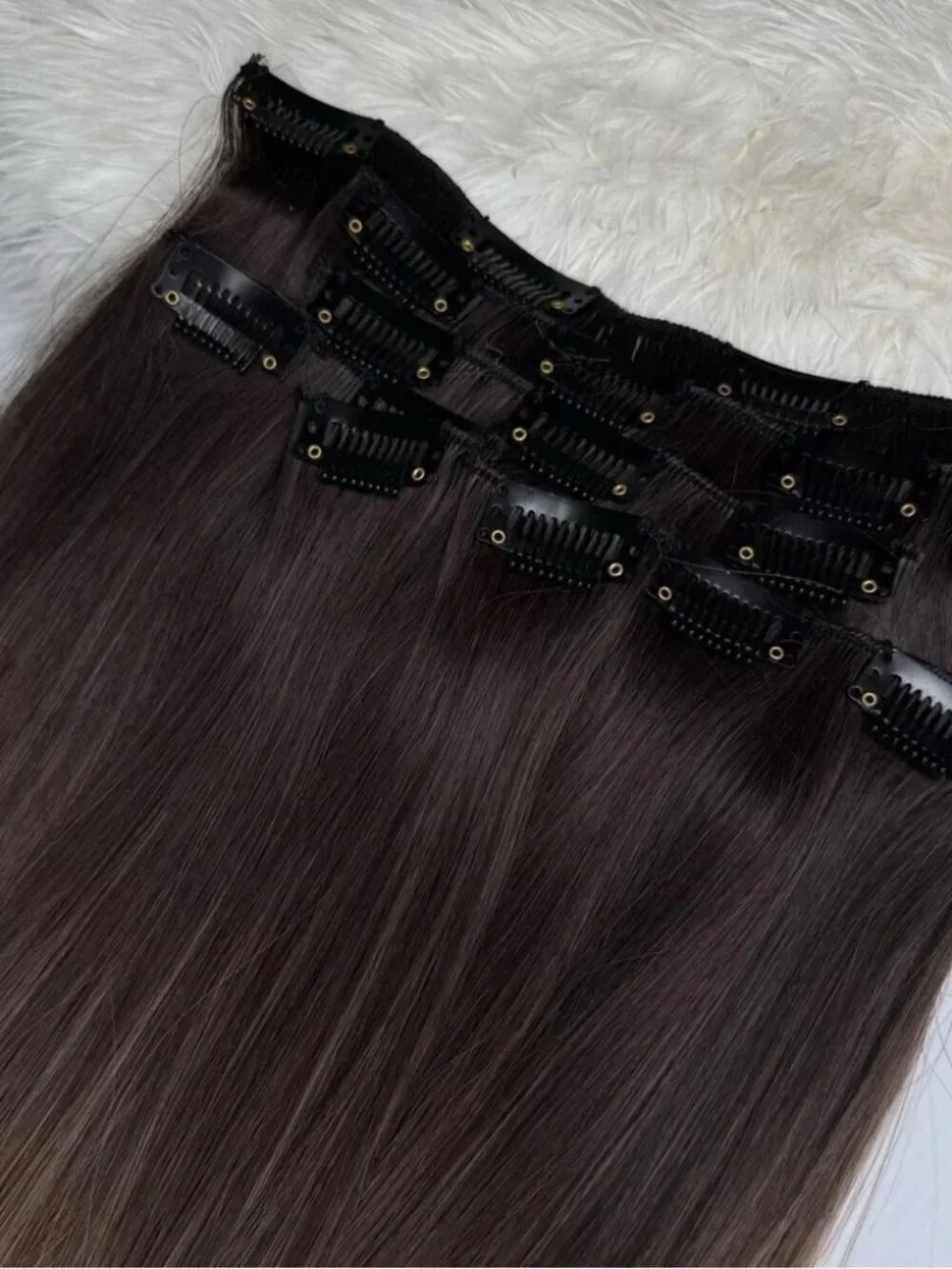 Human hair blend 24 In Balayage Blonde Hair Extensions Clip in Set